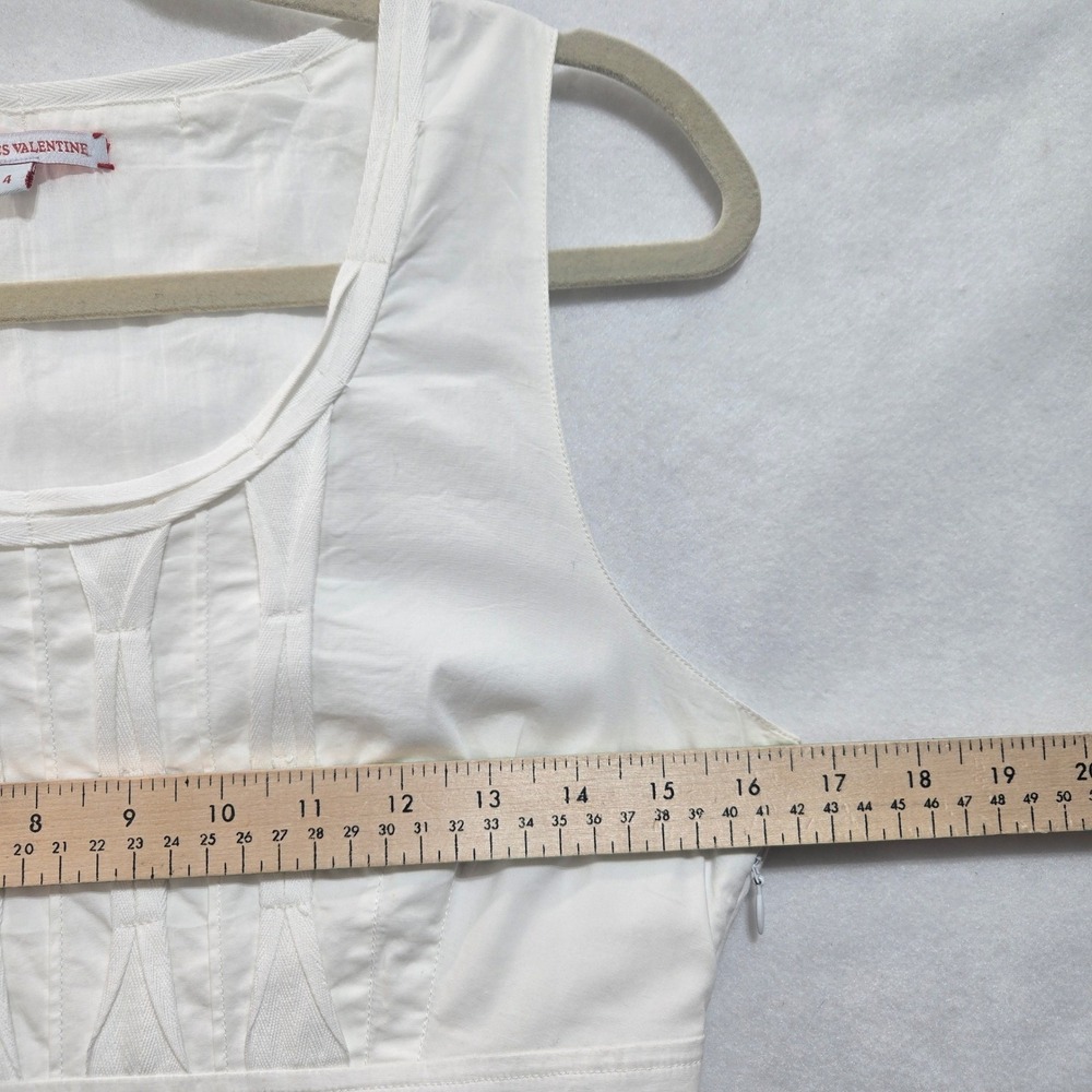 Frances Valentine Dress Size 4 White Pintuck Pleated Fit Flare Cotton #1059 - Picture 7 of 9